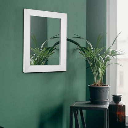 Ruomeng Rectangular Wall Mirror 12" x 16" Framed Mirror for Bathroom White