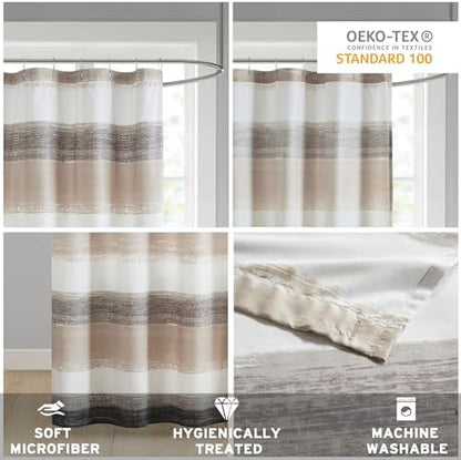 Madison Park Saben Shower Curtain for Bathroom, 72 x 72, Taupe/Black