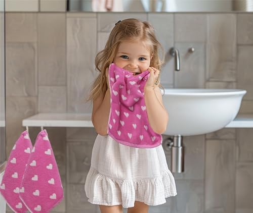 ORIGINAL KIDS Wash Cloth - 100% Cotton Set of 12 Washcloths - Pink White