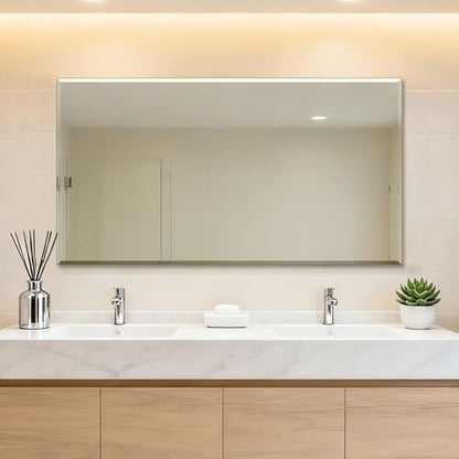 Frameless Wall Mirror 55” x 30“ Bathroom Mirror for Over Sink Beveled Edge