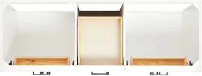 ARIEL Hepburn 60 Inch Double Rectangle Sink Bathroom Vanity with Nero Marquina Black Quartz Countertop 1.5 Inch in White