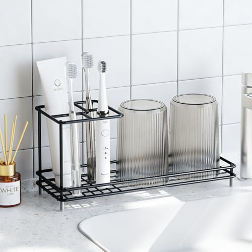 Toothbrush Holders Toothpaste Organizer Bathroom Accessories, Black