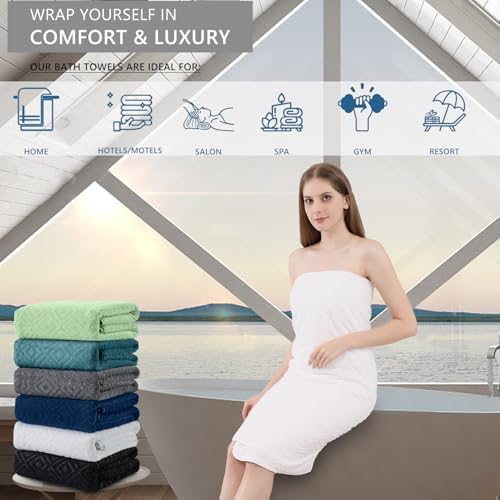 Bath Towel Set of 4 Extra Large Bath Sheet 35"x70" Oversized Bath Towel Soft Microfiber Bathroom Towel for Adults Highly Absorbent Quick Dry Towel Set for Bathroom,Hotel,Shower Towel Bath Sheet White
