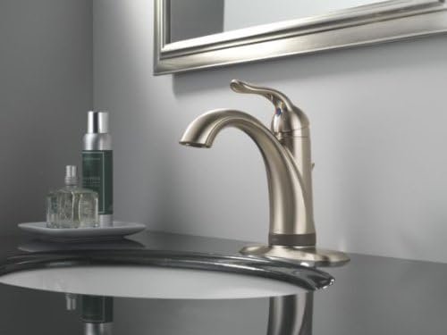 Delta Faucet Lahara Single Hole Bathroom Faucet with Touchless Technology, Brushed Nickel Bathroom Sink Faucet, Single Handle Bathroom Faucet, Bath Faucet, Push Pop-Up Drain, Stainless 538T-SS-DST