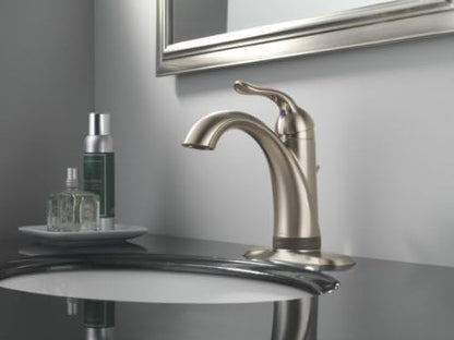Delta Faucet Lahara Single Hole Bathroom Faucet with Touchless Technology, Brushed Nickel Bathroom Sink Faucet, Single Handle Bathroom Faucet, Bath Faucet, Push Pop-Up Drain, Stainless 538T-SS-DST