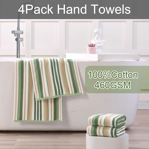 VOOVA & MOVAS Hand Towels 4 Pack, 100% Cotton, 16x27 in, Sage Beige