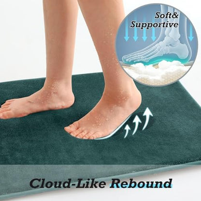 HUXMEYSON Bathroom Rugs Sets 2 Piece, Non-Slip & Quick Dry Bath Mat Set, Ultra Soft Velvet Bath Rugs for Bathroom, Toilet and Shower Floor, Peacock Blue