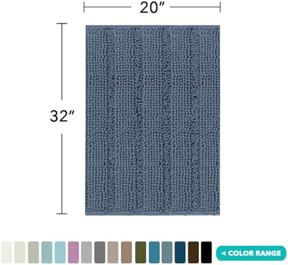 Turquoize Bathroom Rug 20"x32", Absorbent Chenille Bath Rug, Blue Indigo