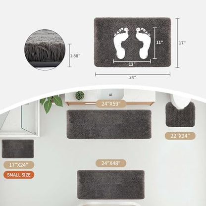 Disolla Bathroom Rug 17x24 - Non-Slip Plush Small Bath Mat, Highly Absorbent & Ultra Soft Fluffy Floor Mat, Machine Washable for Shower and Tub, Dark Grey