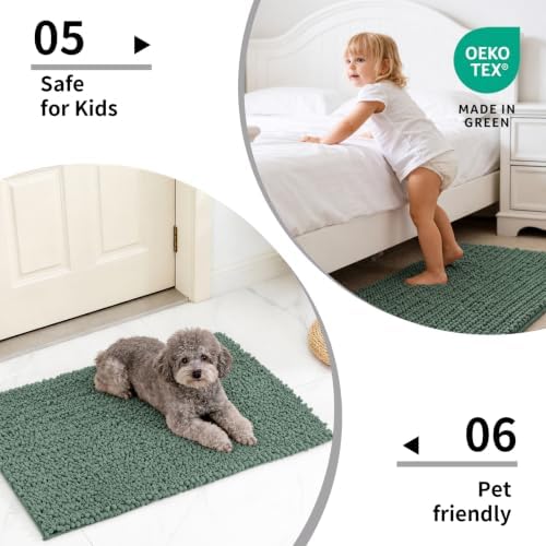 Disolla Sage Green Bathroom Runner Rug 24x60 Inch - Large Long Chenille Bath Mat, Thick Shaggy Plush Absorbent Floor Mat, Non-Slip Runner for Master Bathroom and Bedside