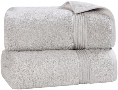 Superior Egyptian Cotton 2-Piece Bath Sheet Towel Set, Oversized Body Towels For Adults And Kids, Large Towel For Bath, Shower, Guest Bathroom, Spa, Gym, Resort, Essentials, Airbnb, Silver