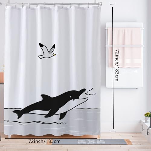LLSCL Fabric Shower Curtain Liner with Magnets, Waterproof Hotel Quality, 72 x 72 Machine Washable
