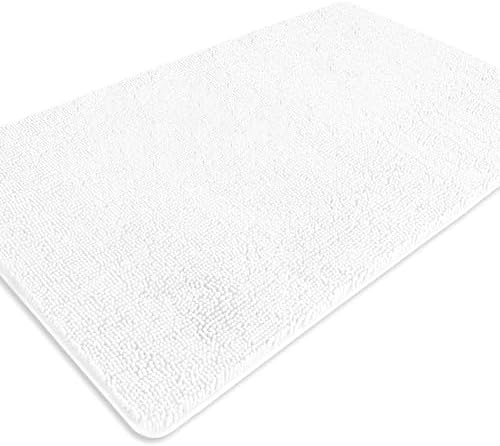 Bathroom Rugs 36 x 60 Inch – Extra Large Bath Mat | Absorbent and Washable Thick Chenille Bath Rugs Non-Slip Runner Rug for Bathroom, Shower, Tub(White)