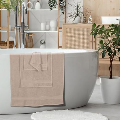 Belizzi Home Ultra Soft 6 Pack Cotton Towel Set, Contains 2 Bath Towels 28x55 inch, 2 Hand Towels 16x24 inch & 2 Wash Coths 12x12 inch, Ideal Everyday use, Compact & Lightweight - Tan