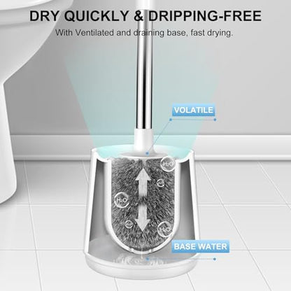 SetSail Toilet Brush 3 Pack Toilet Bowl Brush and Holder Toilet Cleaner Brush with Nylon Bristles Ventilated Toilet Brushes for Bathroom with Holder for Toilet Scrubber Cleaning, Pure White