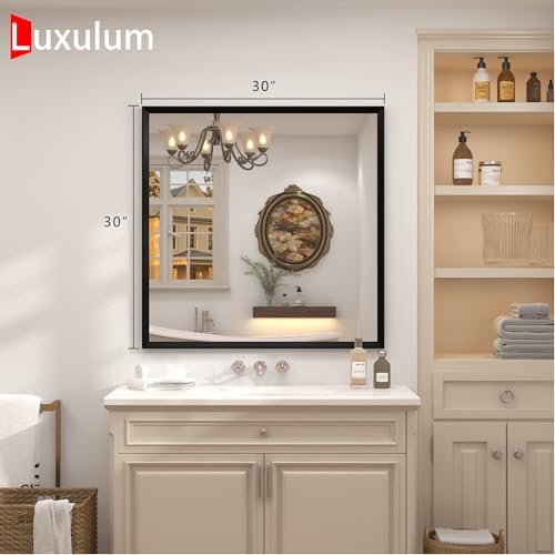 Black Framed Bathroom Mirror for Over Sink 30x30