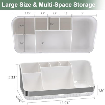 GFWARE Toothbrush Holders for Bathrooms Countertop Organizer - Kids Electric Toothbrush and Toothpaste Holder Detachable 7 Slots Tooth Brush Organization Bathroom Accessories Storage Vanity, Silver