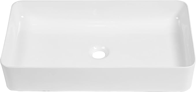 Sarlai 24 Vessel Sink Rectangle - 24 x 14 Inch Bathroom Sink Modern Large Rectangular Above Counter White Porcelain Ceramic Bathroom Vessel Vanity Sink Art Basin