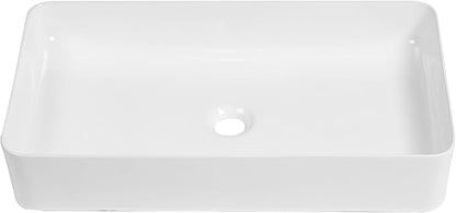 Sarlai 24 Vessel Sink Rectangle - 24 x 14 Inch Bathroom Sink Modern Large Rectangular Above Counter White Porcelain Ceramic Bathroom Vessel Vanity Sink Art Basin