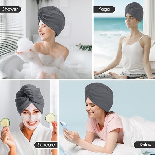 TENSTARS Hair Towel Wrap for All Hair Types, 5 Pack Microfiber Turban