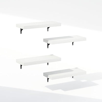 Furinno Tanna Floating Shelves for Wall Set of 4, 22-Inch Bathroom Wall Shelf, Wall Mounted Shelf, for Bathroom Organizers and Storage, Living Room, White Texture