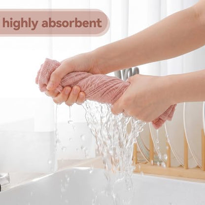 HunnmingRe 4 Pack Boho Hand Towel for Kitchen, Pink