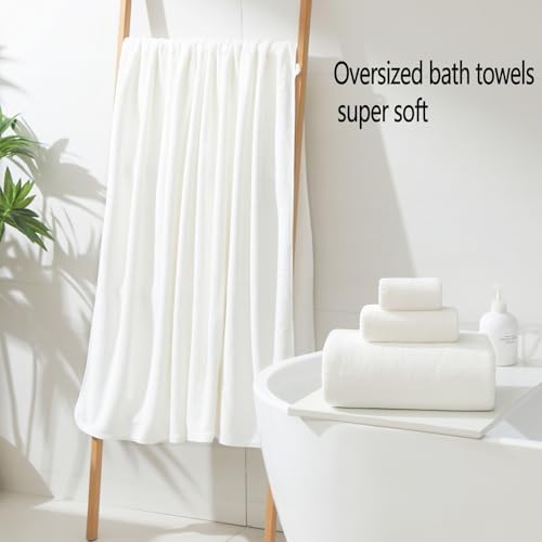 YTYC 39x78 Bath Sheets Set,Towels for Bathroom,White,6-Pieces