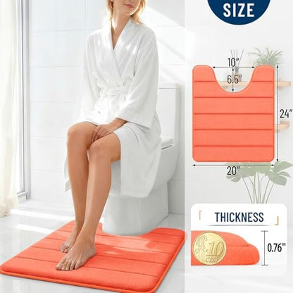 OLANLY Memory Foam Toilet Rugs U Shaped 24x20, Super Soft and Absorbent