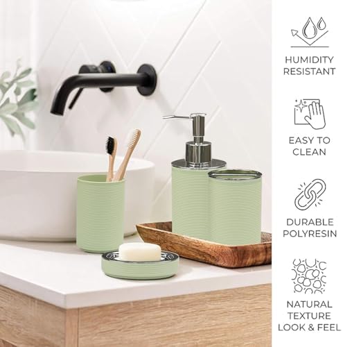 CERBIOR Bathroom Accessories Set 6 Piece Bath Ensemble（Green）