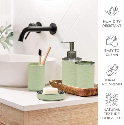 CERBIOR Bathroom Accessories Set 6 Piece Bath Ensemble（Green）