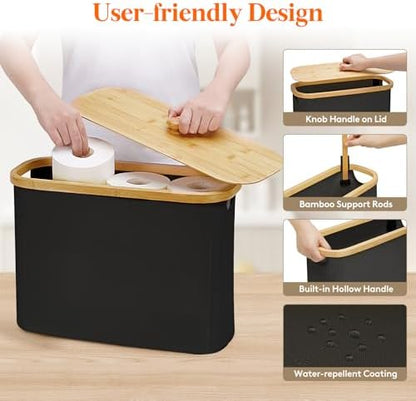 Lifewit Toilet Paper Storage Holder, Large Stand Basket, 23L, Black