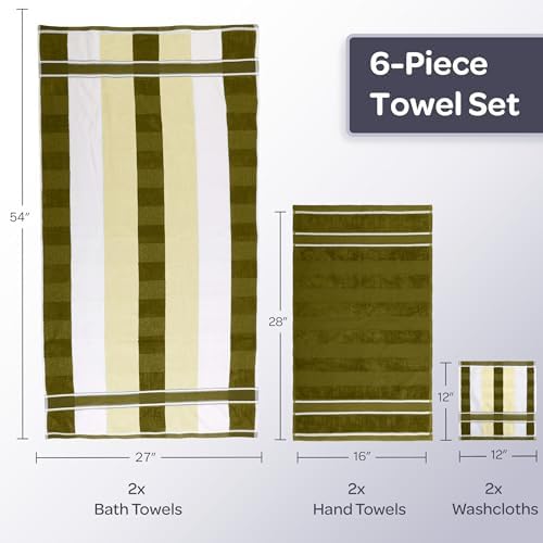 Lavish Home Bathroom Towels Set, Bathroom Accessories, Green, Set of 6