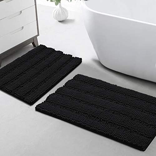 Turquoize Bathroom Rug Set, 2 Piece Soft Absorbent Chenille Bath Rug Set