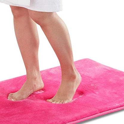 Memory Foam Bath Mat Non Slip Absorbent Super Cozy Velvet Bathroom Rug Carpet (24 inches X 48 inches, Fuschia)