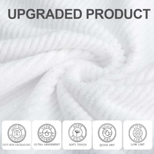 VOOVA & MOVAS White Bath Towels 4PC, 100% Cotton, 30x56 in
