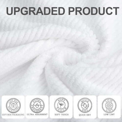 VOOVA & MOVAS White Washcloths 6PC, 100% Cotton, 13x13 in
