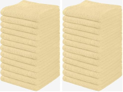 Towel and Linen Mart 100% Cotton - Wash Cloth Set - Flannel Face Cloths, Highly Absorbent and Soft Feel Fingertip Towels (Ivory, Pack of 24)