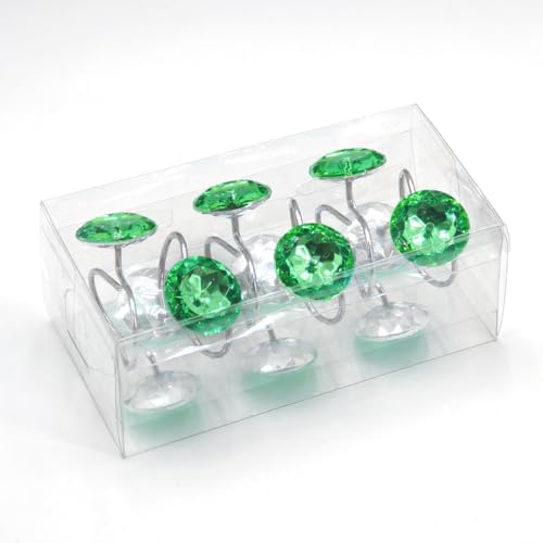 Crystal Diamond Round Shower Curtain Hooks Rings for Bathroom,Green,12PCS