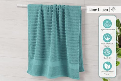 LANE LINEN Large Bath Towels Set - Premium Quality, Soft, 100% Cotton Towels for Bathroom, Hotel & Spa - Includes 2 Bath, 2 Hand & 2 Wash Cloths, Super Absorbent Quick Dry Towel (6 Piece Set) - Teal