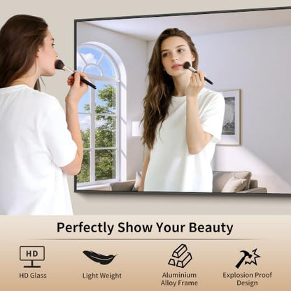 COFENY 66x36 Black Bathroom Mirror, Large Rectangle Mirrors for Over Sink