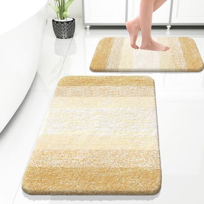 OLANLY Micorfiber Bathroom Rug Set 2 Piece, 30"x20"+24"x16"