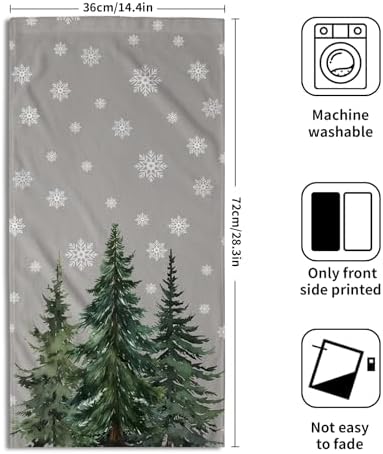 Winter Trees Hand Towels Set of 2, 28x14 Inch Grey Snowflake Brich Tree Soft Comfortable Absorbent Dish Cloths Towel for Kitchen Bathroom Home Xmas Holiday Decor and Gifts