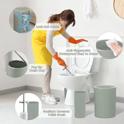 Sage Green Bathroom Decor Set Complete with Shower Curtain and Rugs