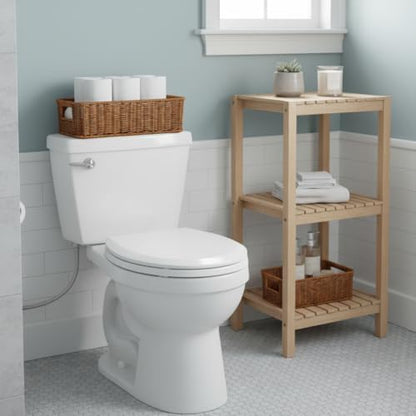 2pcs Toilet Paper Basket, Rectangular Wicker Bathroom Storage Basket, Waterproof Handwoven Toilet Paper Rolls Organizer Baskets for Apartment, Bedroom, Bathroom, Kitchen Shelf (Coffee Brown)