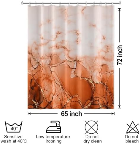 Burnt Orange Marble Waterproof Bathroom Shower Curtain 65x72inches