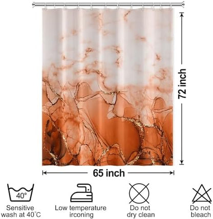 Burnt Orange Marble Waterproof Bathroom Shower Curtain 65x72inches