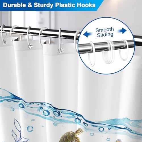 Ocean Theme Waterproof Fabric Shower Curtain with Weighted Hem, Funny Diving Cat Cute Shower Curtain with 12 Hooks and Grommets, Machine Washable Bathroom Shower Curtains, 72x72 Inches