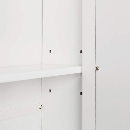 Karl home White Wall Mounted Medicine Cabinet, 2 Mirror Door Bath Storage | 22" L x 5.1" W x 22.8" H Wooden Cabinet with Adjustable Shelves and Bottom Shelf for Bathroom, Living Room, Entryway