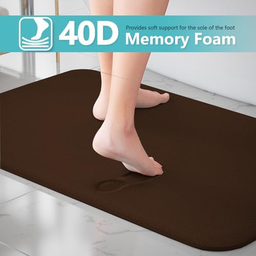 RUN HELIX Bathroom Rugs Sets 3 Piece, Soft Absorbent Memory Foam Bath Mats Set, Dry Fast Bath Mat, Machine Washable Bath Rug Set for Bathroom （Chocolate）
