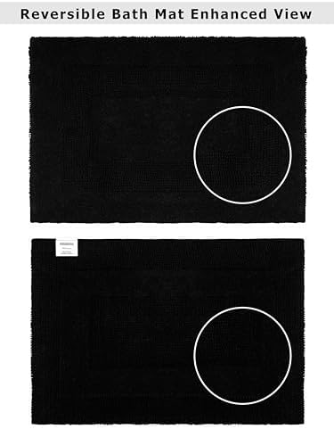 COTTON CRAFT Bath Rugs - 2 Pack Large 20x30 Soft Plush Bath Mats - Black